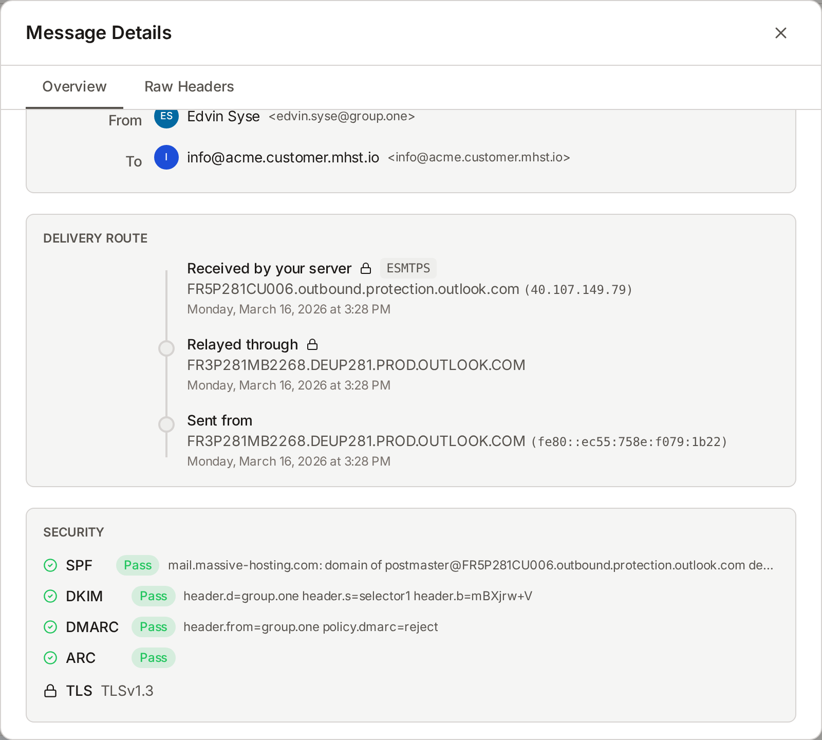 Message authentication details