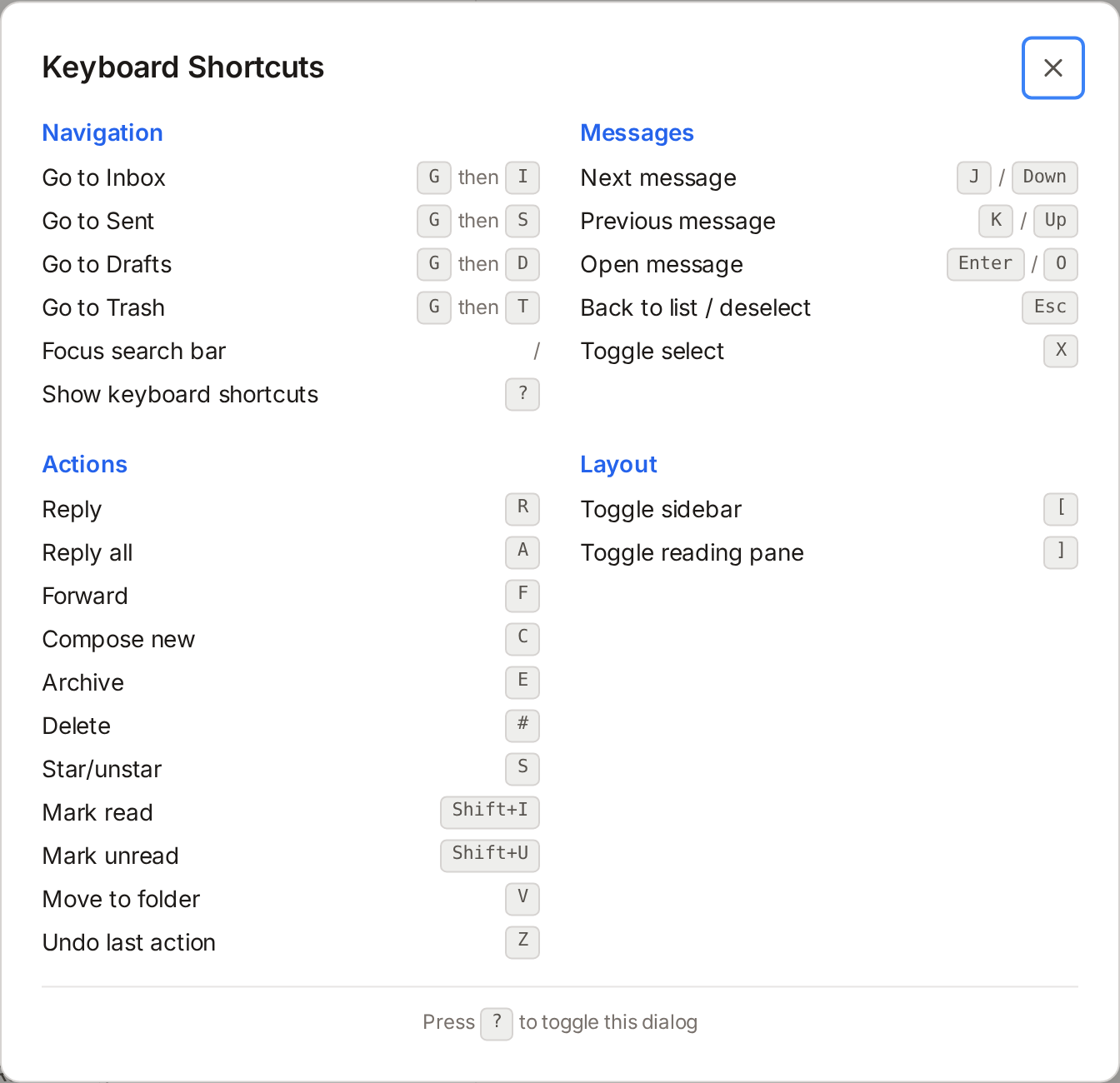 Keyboard shortcuts